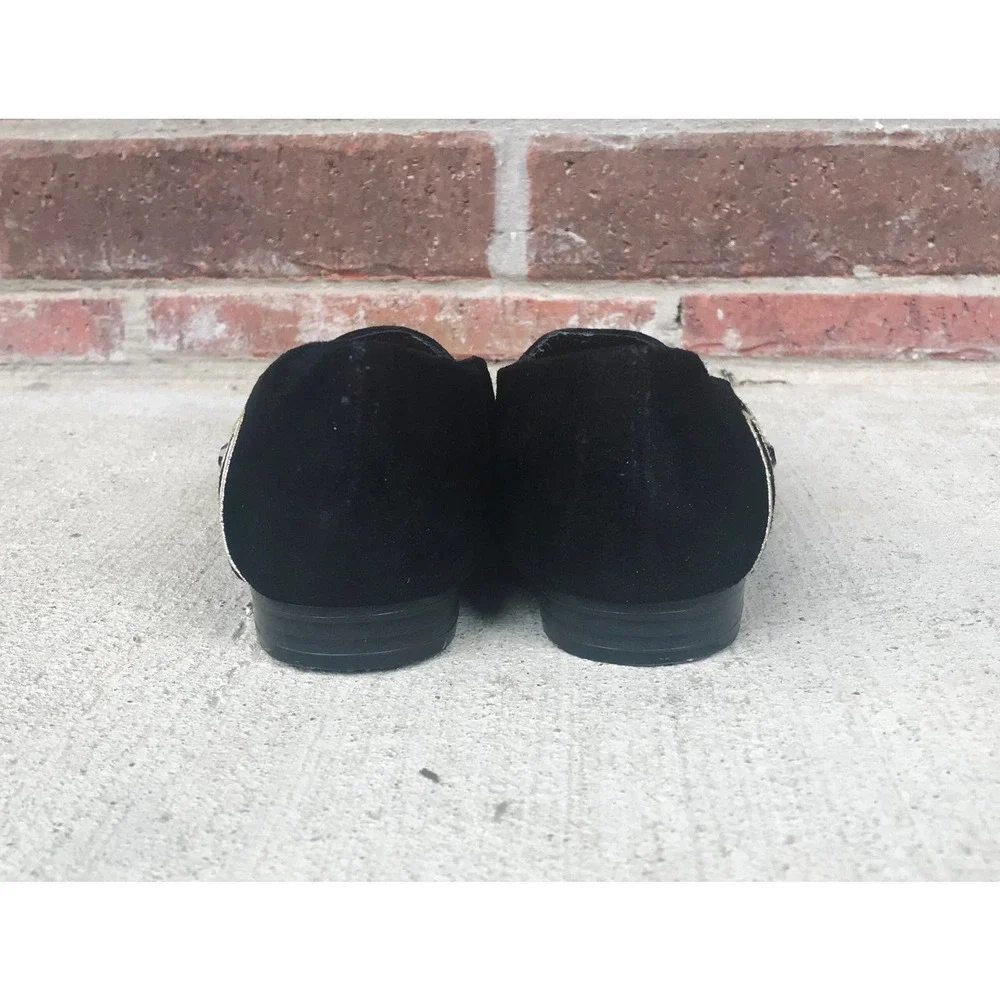 vintage 80s COLORFUL JEWELS black suede pointy FLATS unique avant garde rainbow - Picture 9 of 10
